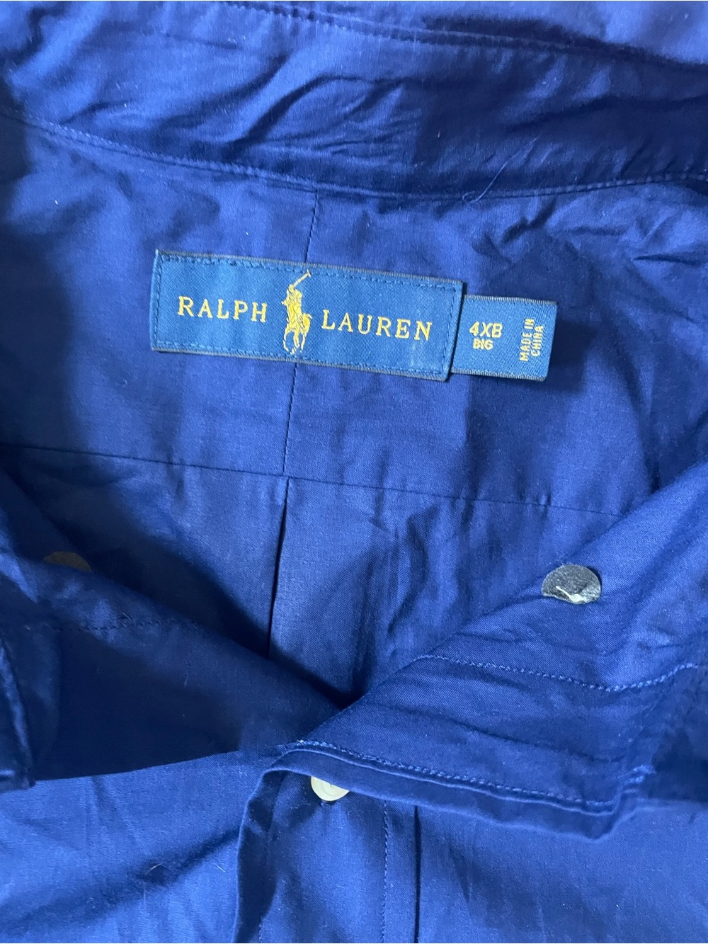 Ralph Lauren Navy Blue Button-Up Shirt with Yellow Pony Tag - Picture 4 of 5